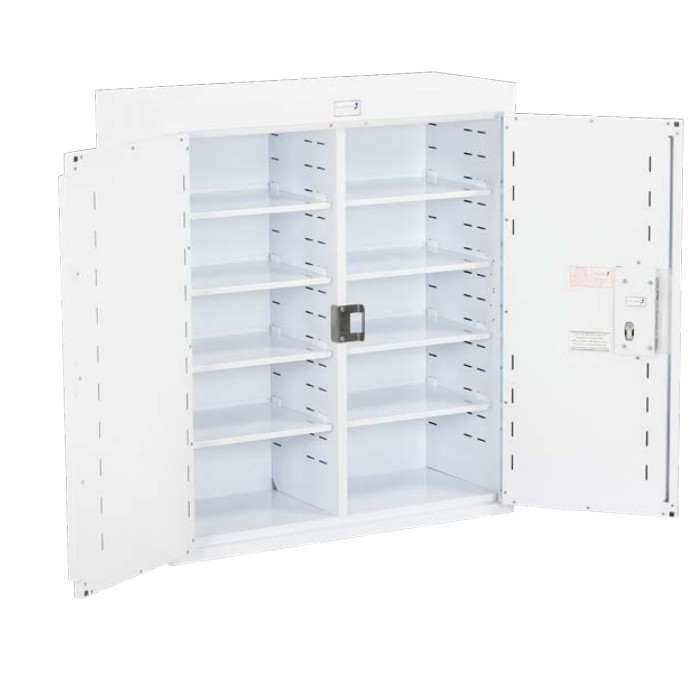 Bristol Maid 800 x 300 x 600mm Double Door Drug and Medicine Cabinet with 6 Full Shelves and Light